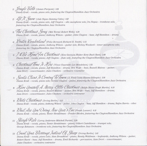 Diana Krall Featuring Clayton-Hamilton Jazz Orchestra, The : Christmas Songs (Album)