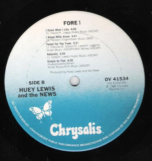 Huey Lewis & The News : Fore! (LP,Album,Stereo)