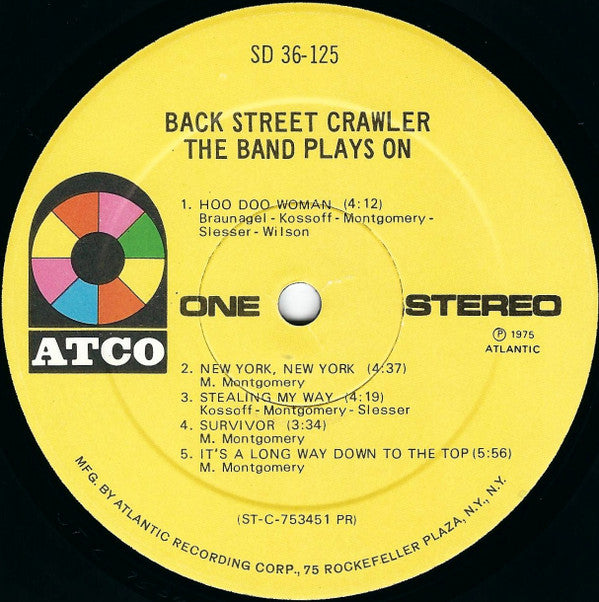 Back Street Crawler : The Band Plays On (LP,Album,Stereo)