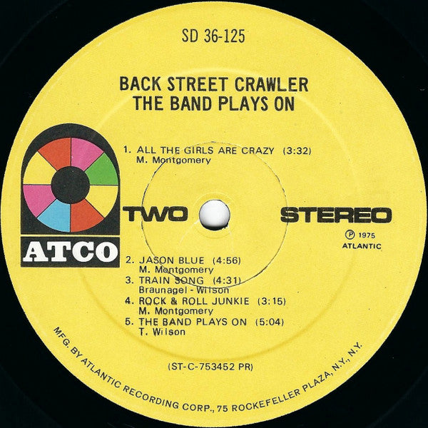 Back Street Crawler : The Band Plays On (LP,Album,Stereo)