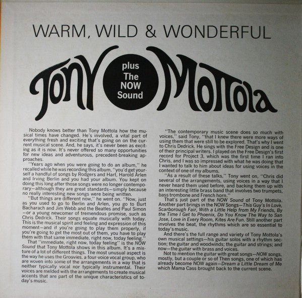 Tony Mottola : Warm, Wild And Wonderful (LP,Album)