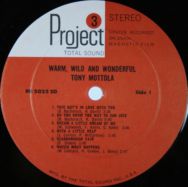 Tony Mottola : Warm, Wild And Wonderful (LP,Album)
