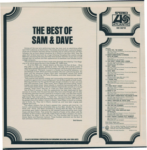 Sam & Dave : The Best Of Sam & Dave (LP,Compilation,Reissue)