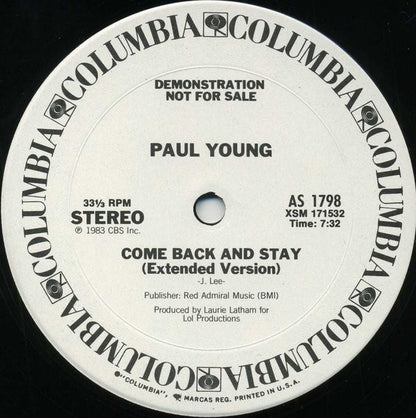Paul Young : Come Back And Stay (12",33 ⅓ RPM,Single,Promo)