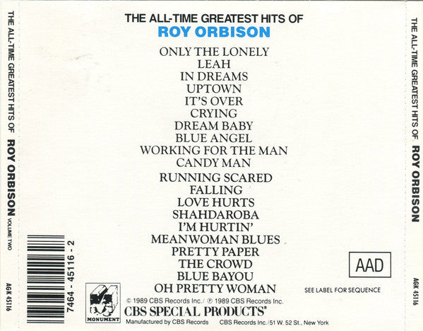 Roy Orbison : The All-Time Greatest Hits Of Roy Orbison (Compilation,Reissue)