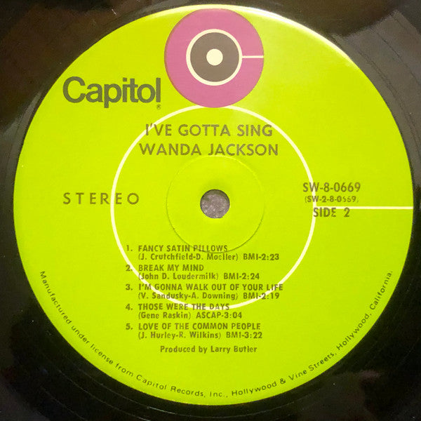 Wanda Jackson : I've Gotta Sing (LP,Club Edition)