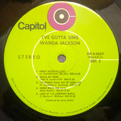 Wanda Jackson : I've Gotta Sing (LP,Club Edition)