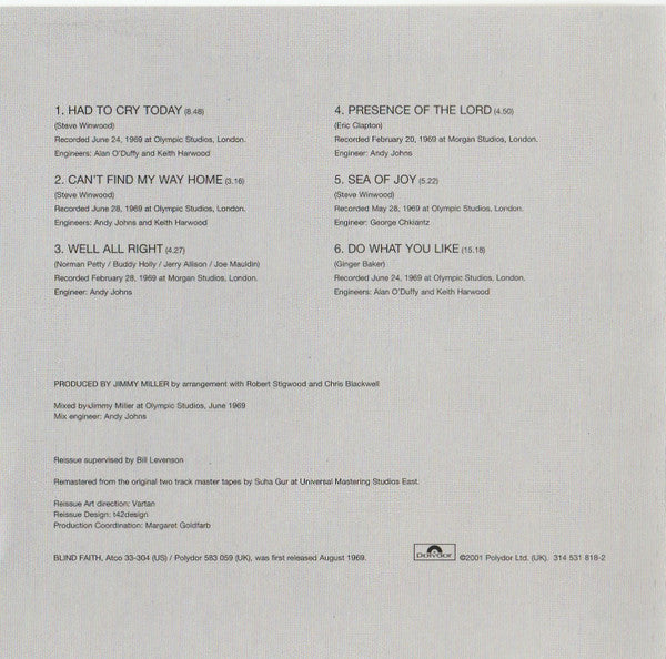 Blind Faith (2) : Blind Faith (Album,Reissue,Remastered)