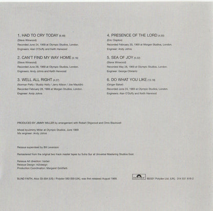 Blind Faith (2) : Blind Faith (Album,Reissue,Remastered)