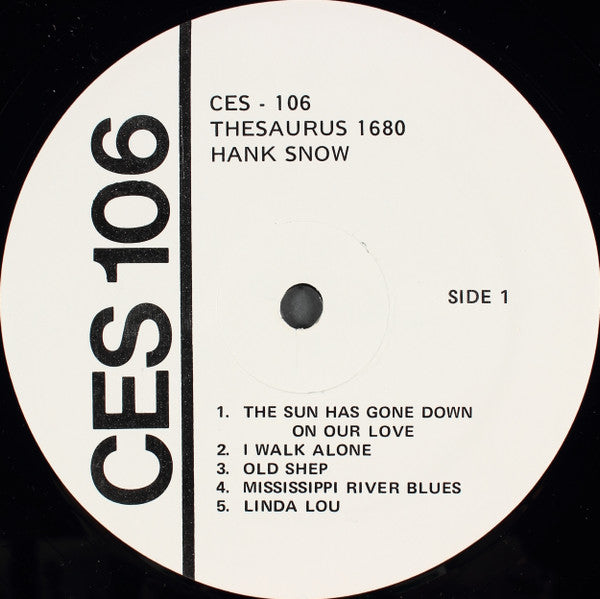 Hank Snow : Thesaurus 1680 (LP,Compilation)