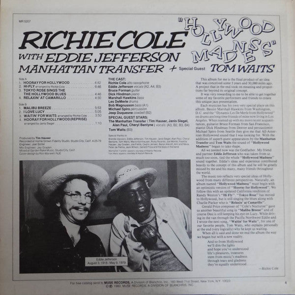 Richie Cole With Eddie Jefferson : Hollywood Madness (LP,Album,Stereo)