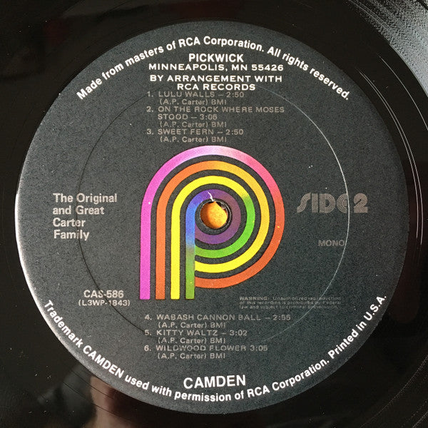 Carter Family, The : The Original And Great Carter Family (LP,Compilation,Reissue,Mono)