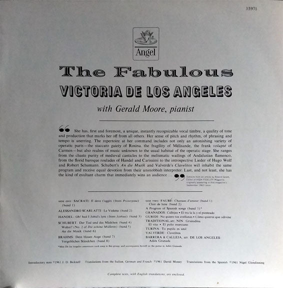 Victoria De Los Angeles, Gerald Moore : The Fabulous Victoria De Los Angeles (LP,Mono)