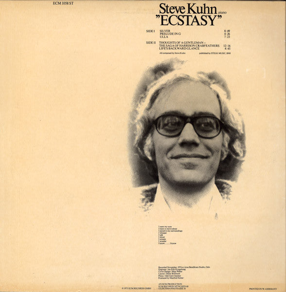 Steve Kuhn : Ecstasy (LP,Album)