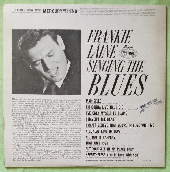 Frankie Laine : Singing The Blues (LP,Album,Reissue,Stereo)