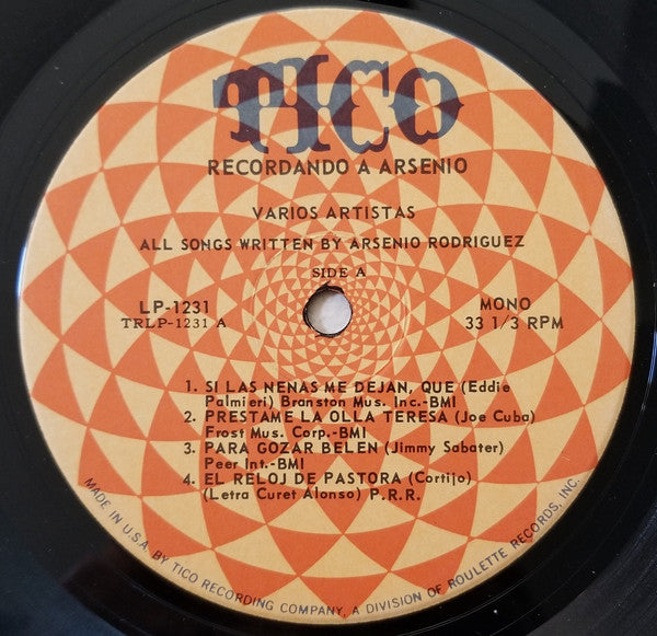 Various : Recordando A Arsenio (LP,Album,Mono)