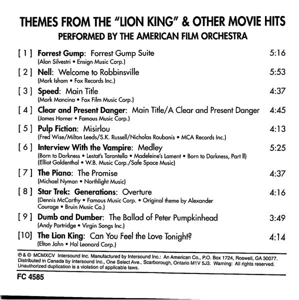American Film Orchestra, The : Themes From The Lion King & Other Movie Hits (Compilation)