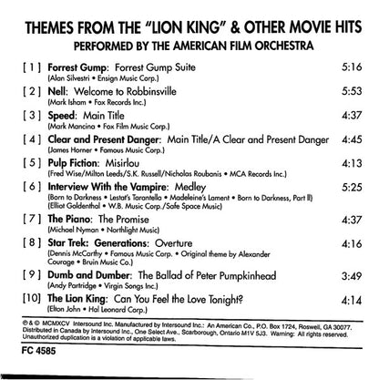 American Film Orchestra, The : Themes From The Lion King & Other Movie Hits (Compilation)