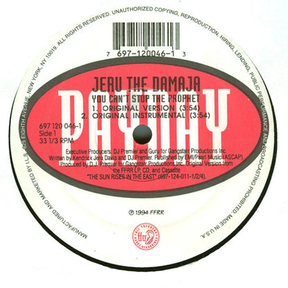 Jeru The Damaja : You Can't Stop The Prophet (12",33 ⅓ RPM)