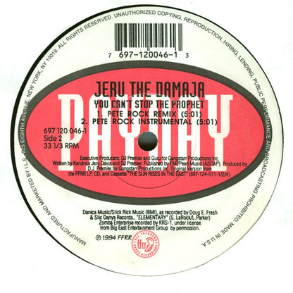 Jeru The Damaja : You Can't Stop The Prophet (12",33 ⅓ RPM)