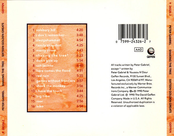 Peter Gabriel : Shaking The Tree (Sixteen Golden Greats) (Compilation)