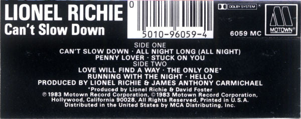 Lionel Richie : Can't Slow Down (Album)