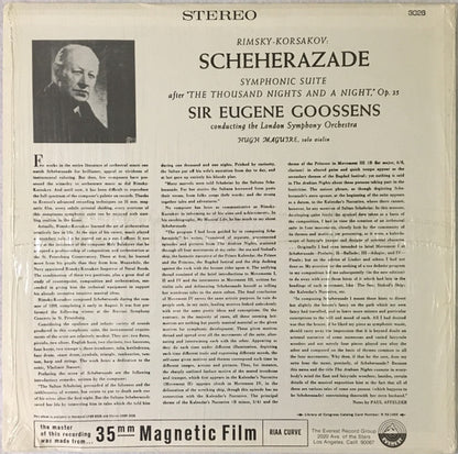 Nikolai Rimsky-Korsakov, Sir Eugene Goossens, London Symphony Orchestra : Scheherazade (Symphonic Suite After "The Thousand Nights And A Night," Op. 36) (LP,Album,Reissue,Stereo)