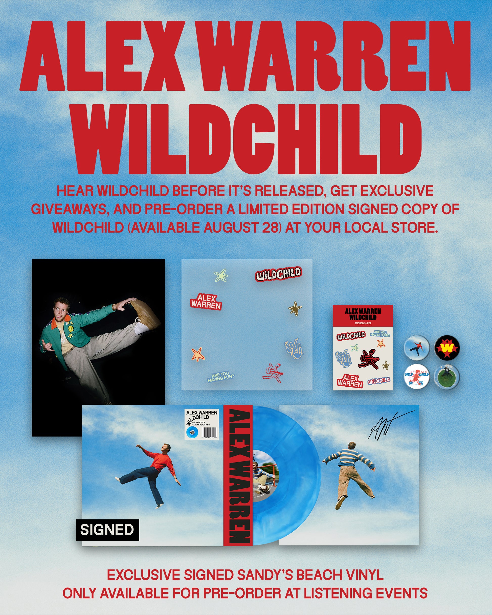 Alex Warren - Wildchild (Listening Event Exclusive, Sandy's Beach LP Vinyl, Signed Insert) UPC: 075678585067