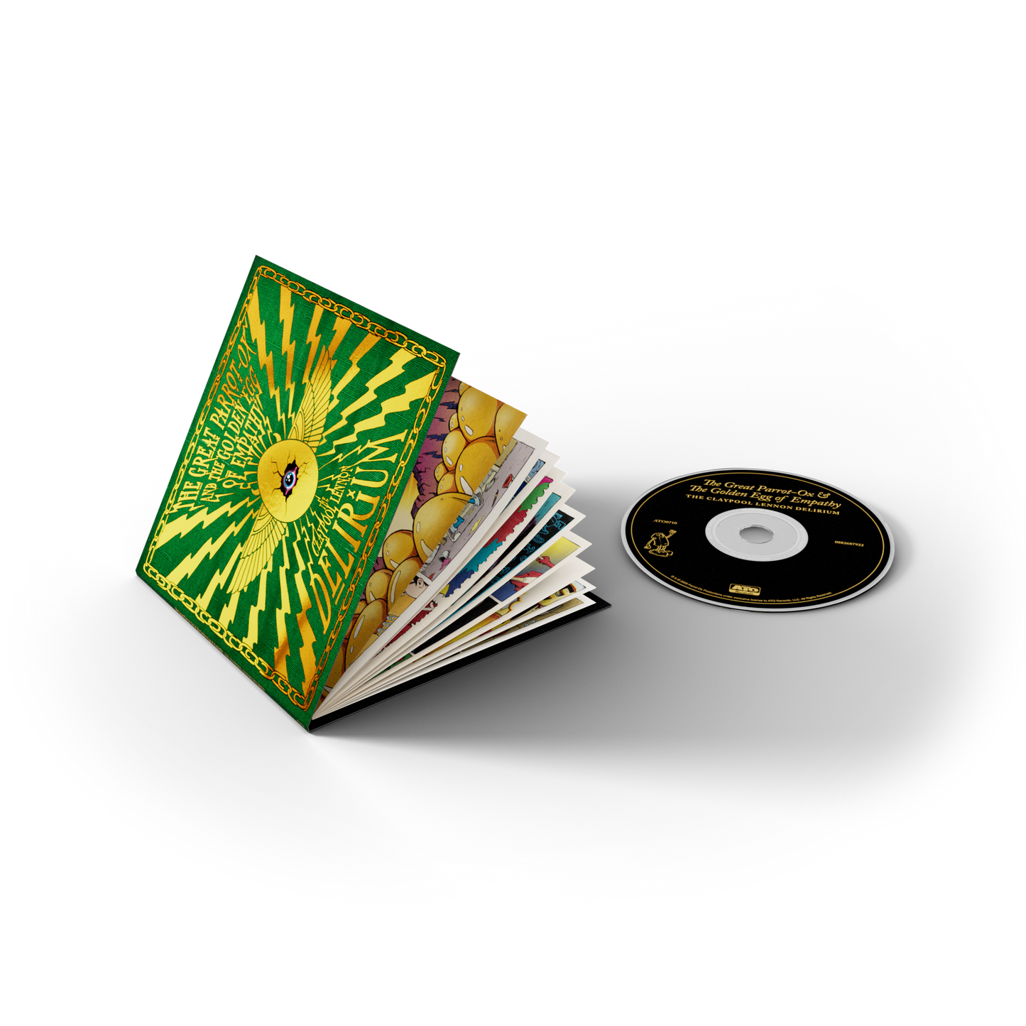 The Claypool-Lennon Delirium - The Great Parrot-Ox and The Golden Egg of Empathy (CD, oversized 7” x 7", 24 page comic book) UPC: 880882687922