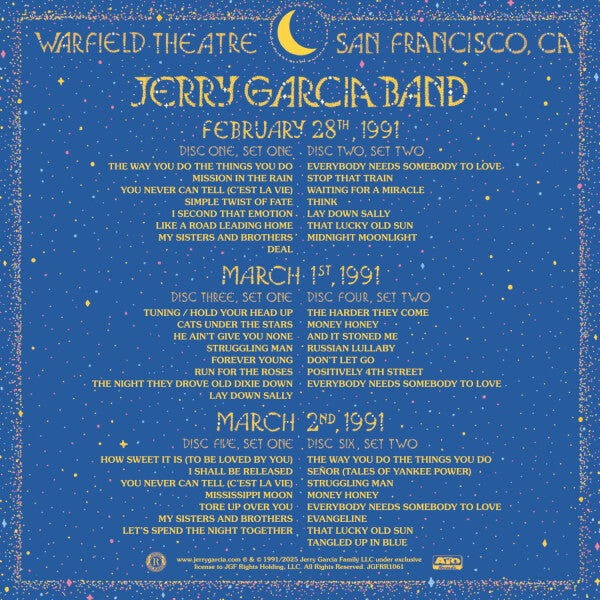 Jerry Garcia - Live at The Warfield (6CDs Box Set) UPC: 880882663520