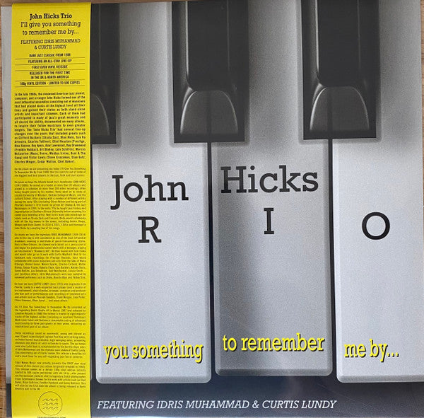 John Hicks Trio - I'll Give You Something To Remember Me By... (LP Vinyl) UPC: 717340688569