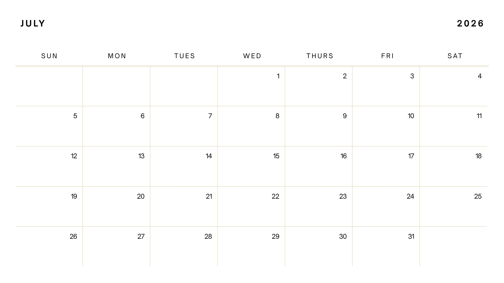 july event calendar