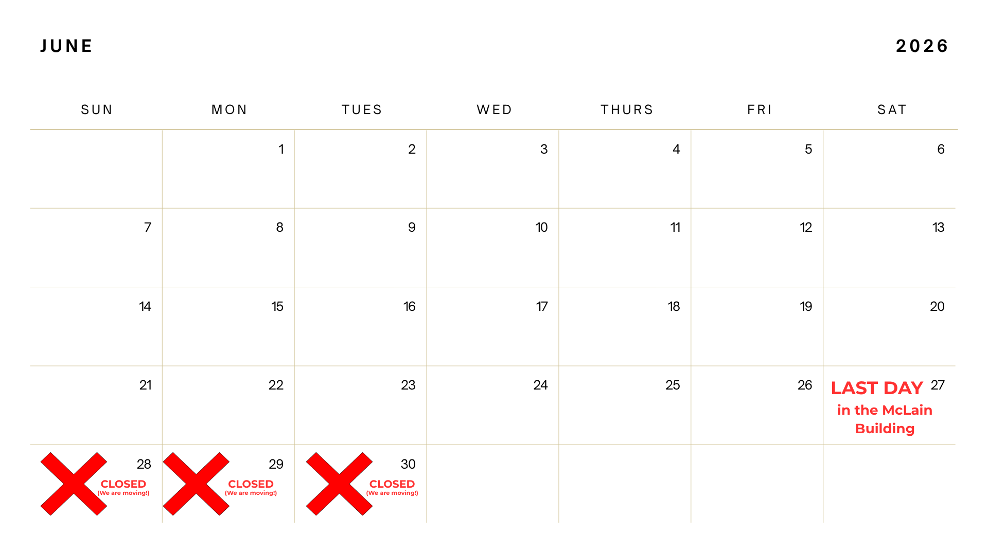 june 2026 updated event calendar