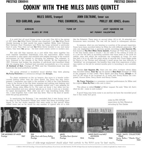 Miles Davis - Cookin' with the Miles Davis Quintet (Original Jazz Classics Series, LP Vinyl) UPC: 888072735729