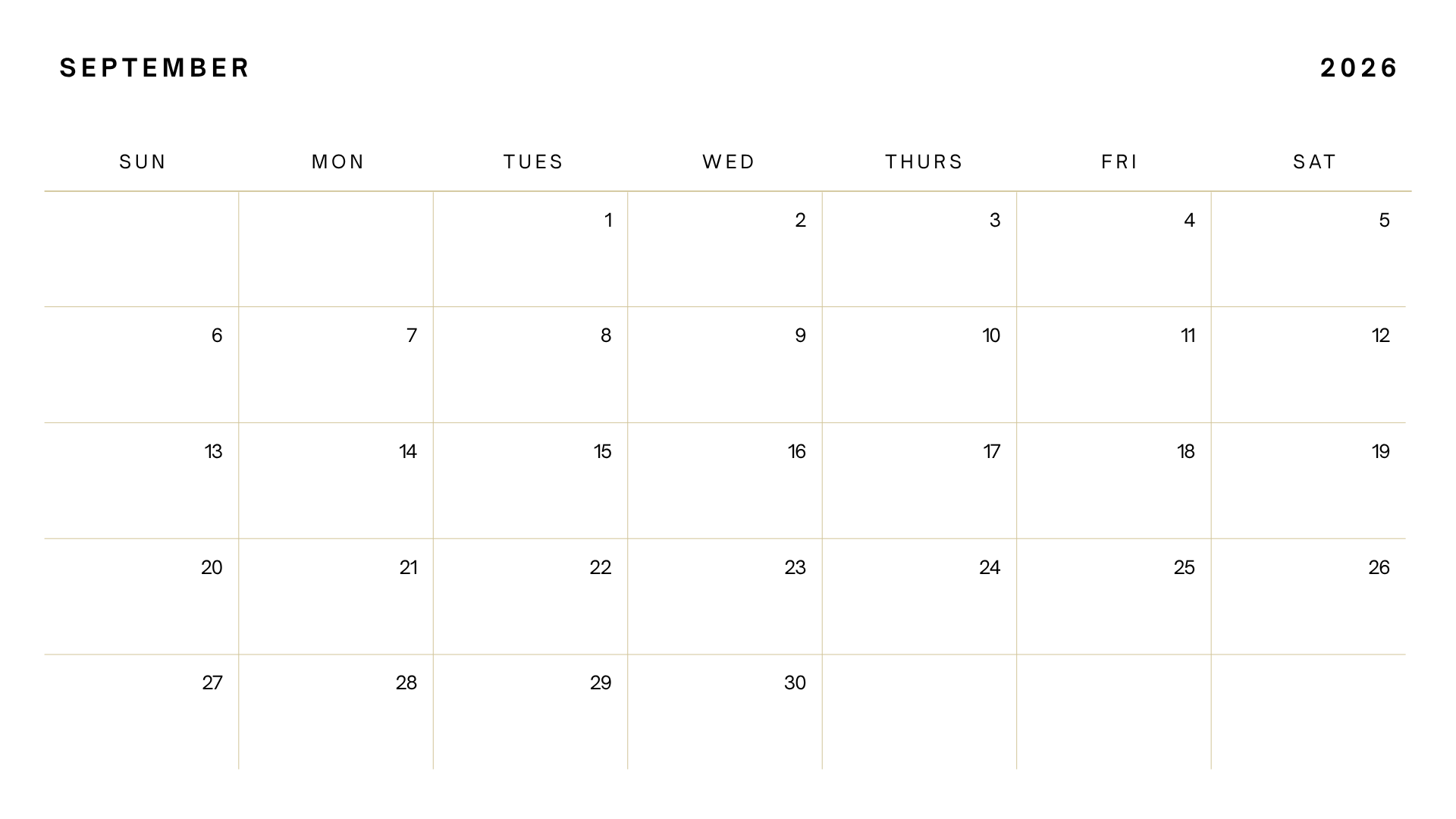 September 2026 Calendar
