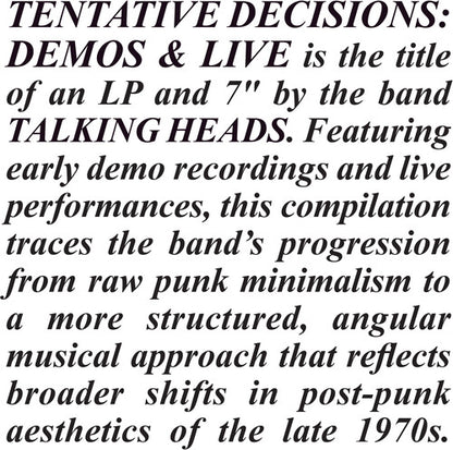Talking Heads - Tentative Decisions: Demos & Live (RSD Black Friday 2025, Clear LP Vinyl, Bonus 7inch Vinyl) UPC: 081227809003