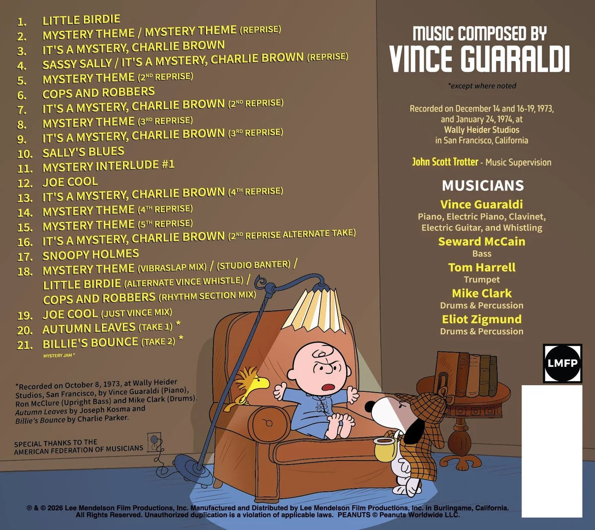 Vince Guaraldi - It's a Mystery, Charlie Brown (Original Soundtrack Recording) (Guaraldi 75th Anniversary Extended Edition) (CD) UPC: 755491377338