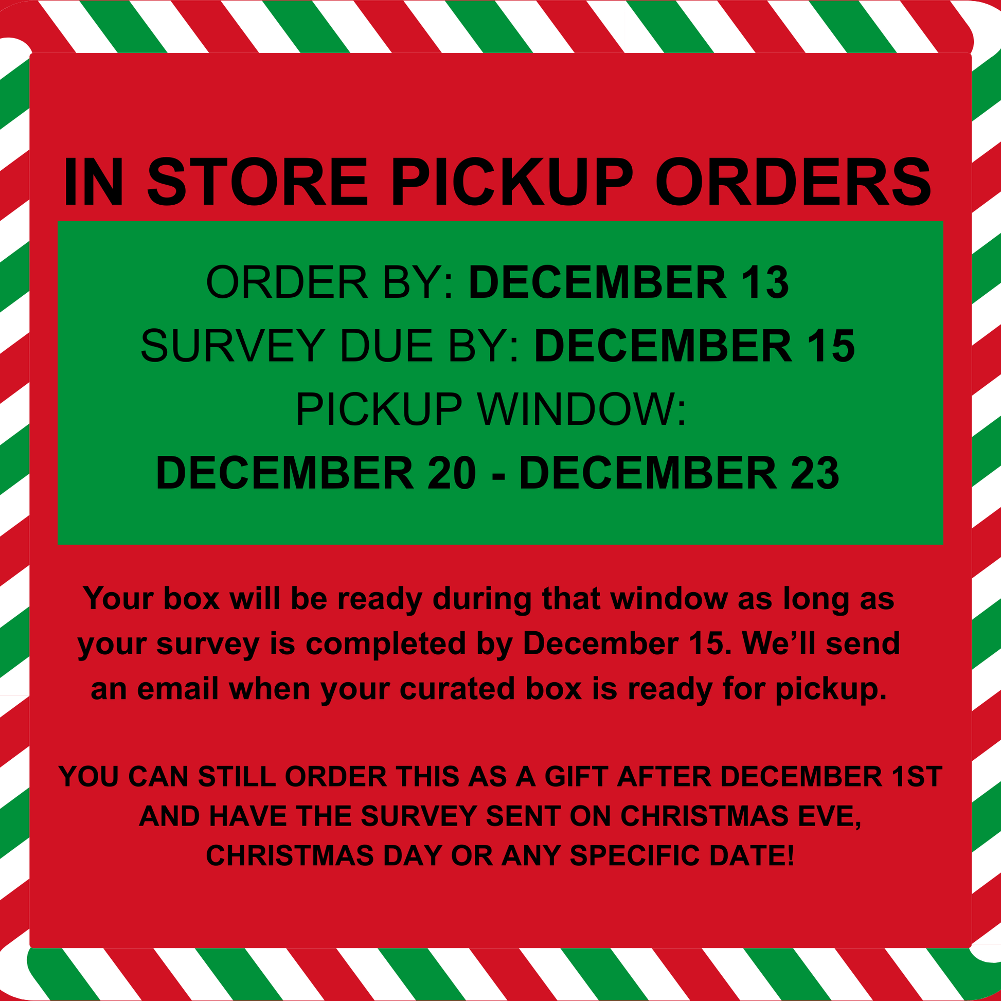 in store pickup holiday update