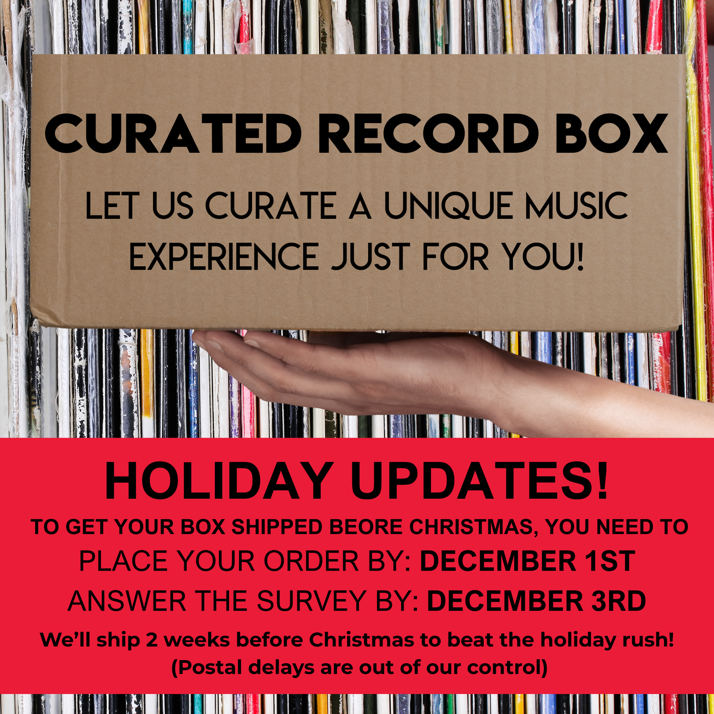 Curated Vinyl Record Box: Personalized Music Gift holiday update
