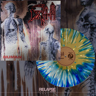 Death - Human (Bone White, Blue Jay and Gold Tri Color Merge with Splatter LP Vinyl) UPC: 781676520213