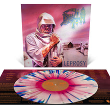Death - Leprosy (Hot Pink, Bone White and Blue Jay Tri Color Merge with Splatter LP Vinyl) UPC: 781676520015