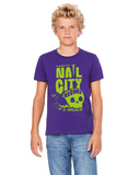 Nail City Record, Wheeling: The Place of The Skull | Halloween Purple T-Shirt | Kids Sizes