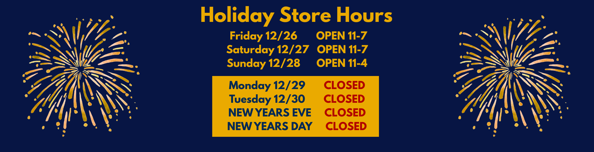 Holiday store hours