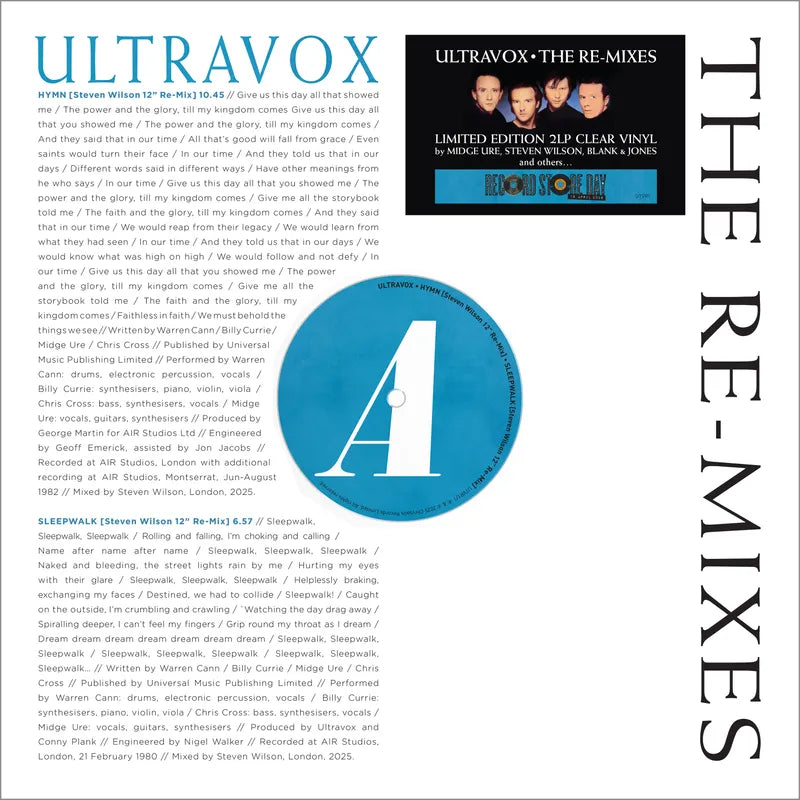 Ultravox - The Re-Mixes (RSD 2026, 2LP White Vinyl)