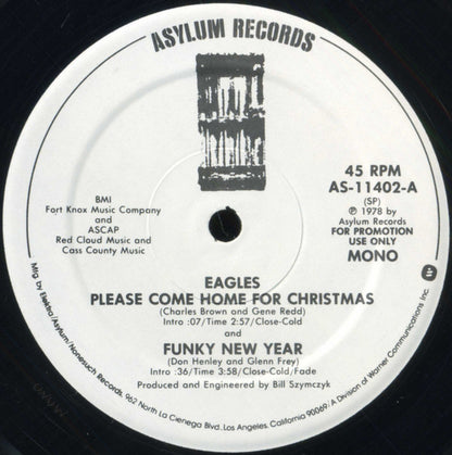 Eagles : Please Come Home For Christmas / Funky New Year (12", Mono, Promo)
