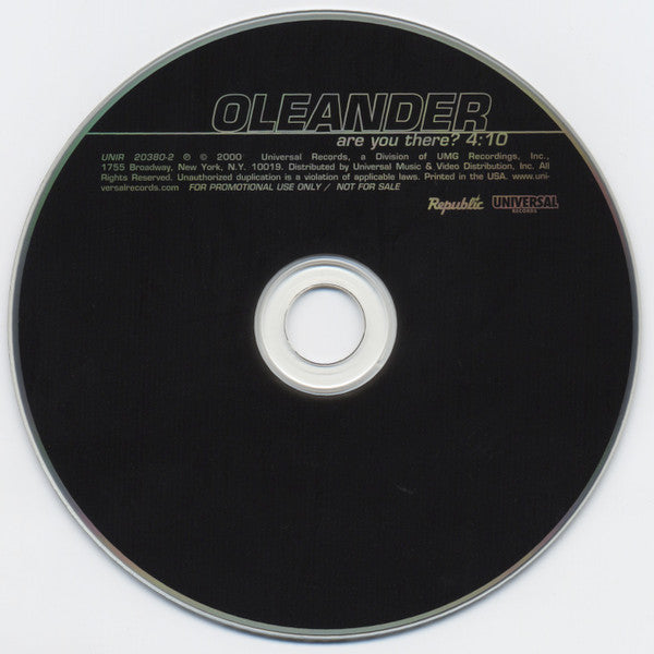 Oleander : Are You There? (CD, Single, Promo)