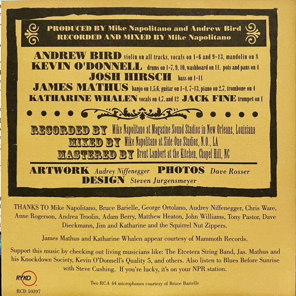 Andrew Bird's Bowl Of Fire : Thrills (CD, Album)
