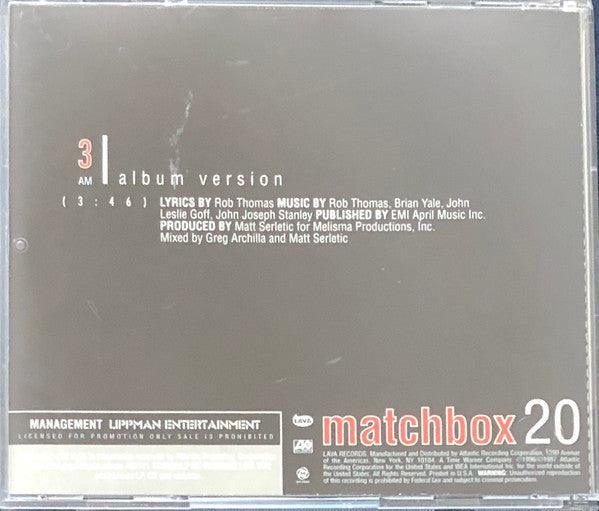 Buy Matchbox Twenty : 3 AM (CD, Single, Promo) now! – Nail City Record