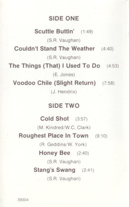 Stevie Ray Vaughan & Double Trouble : Couldn't Stand The Weather (Cass, Album, RE, Dol)