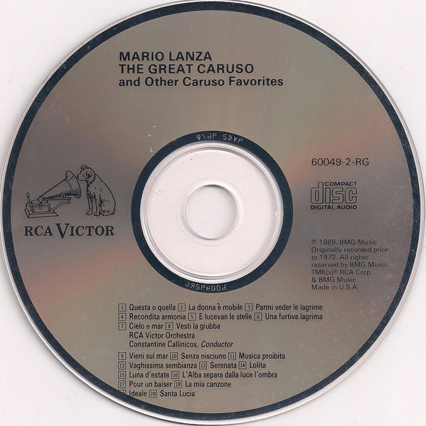 Mario Lanza : The Great Caruso And Other Caruso Favorites (CD, Album, Comp, RM)